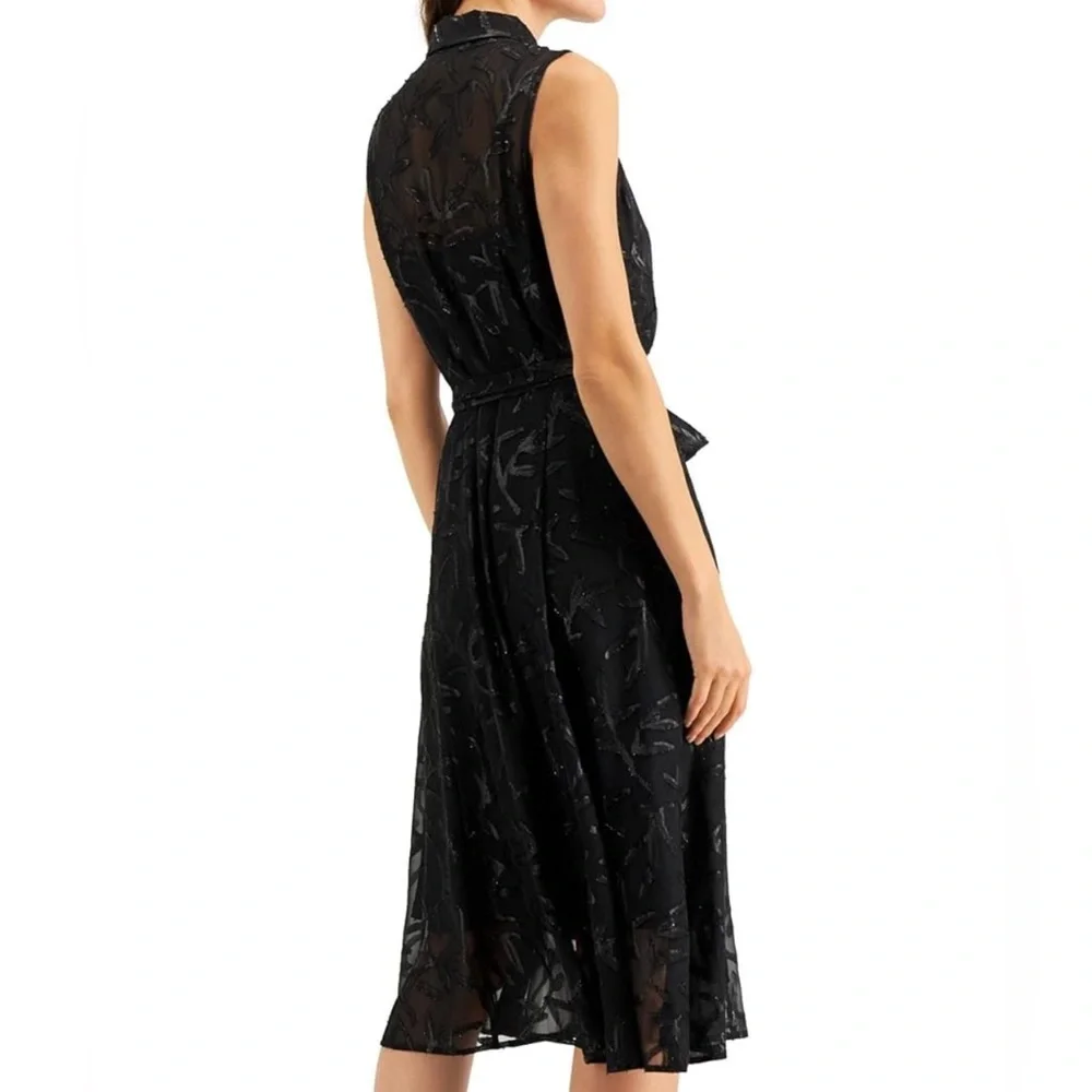 Calvin Klein dress cocktail women’s black Textured Fabric size 14 elegant flow - Picture 3 of 13